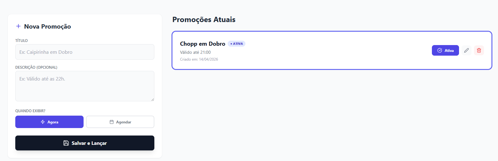 Promoção — Configuração